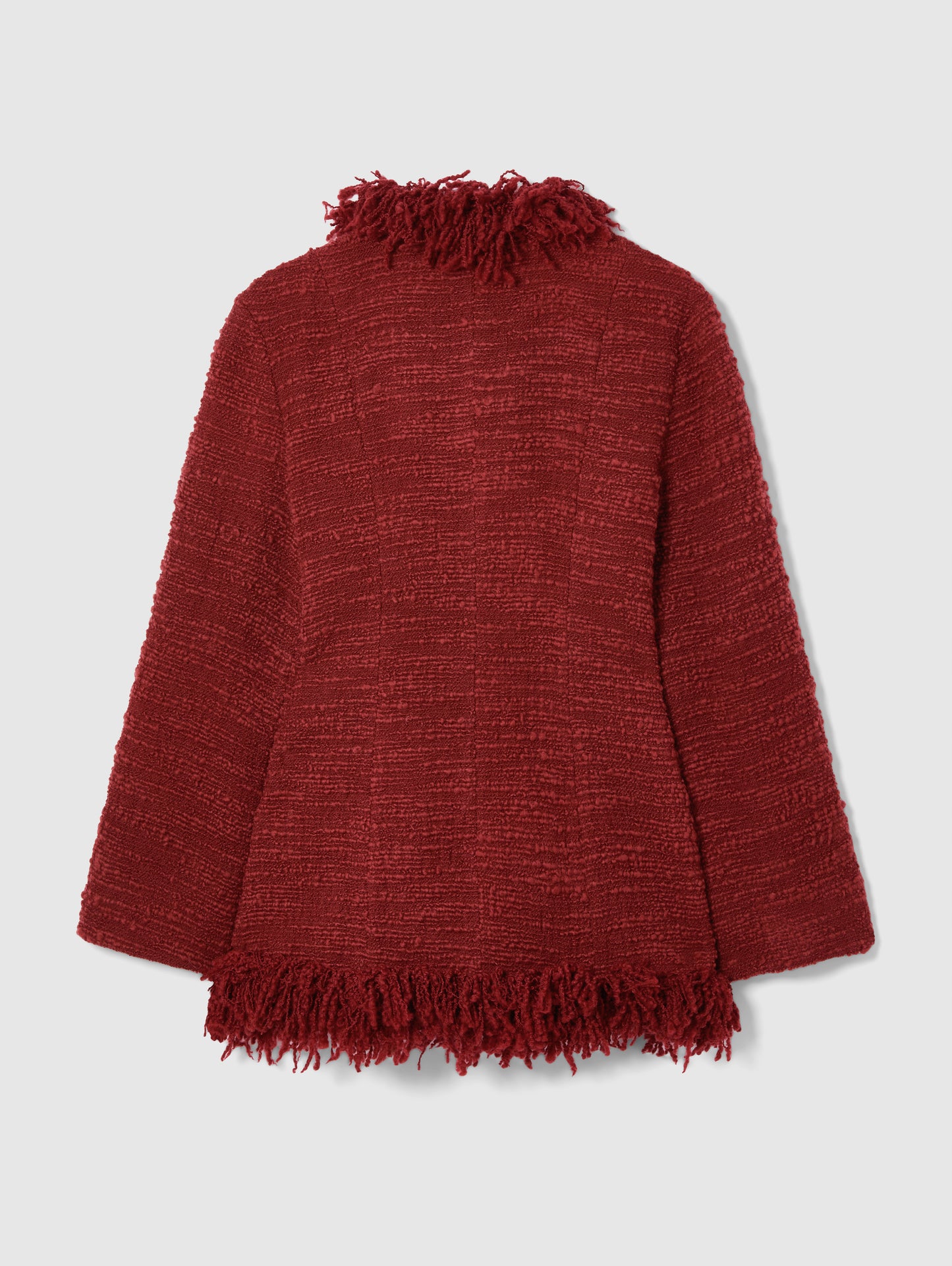 FRINGE JACKET IN BERRY RED