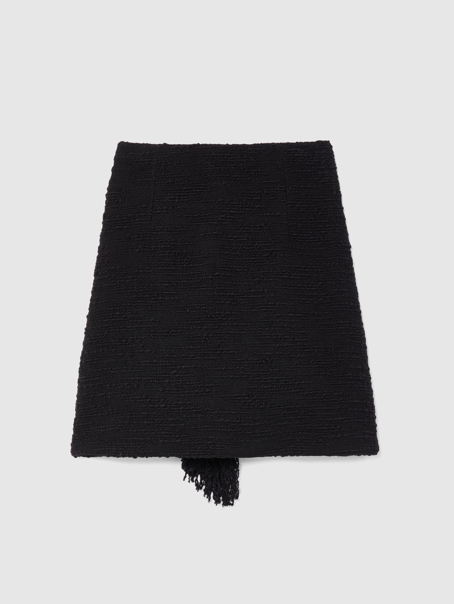 FRINGE SKIRT IN BLACK TWEED