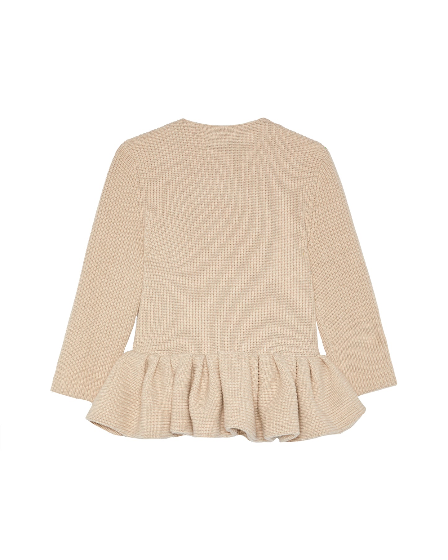 BEIGE PEPLUM CASHMERE CARDIGAN