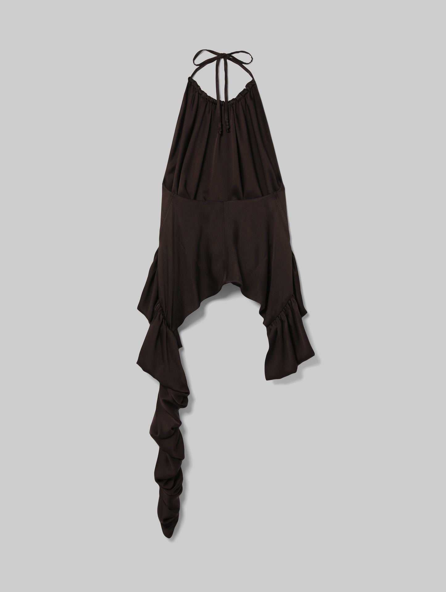 TAMARA PEPLUM TOP CHOCOLATE SATIN