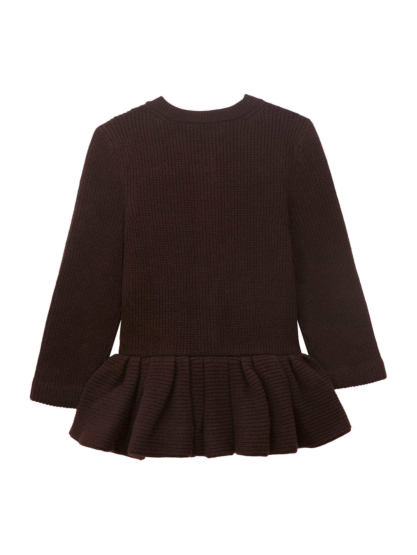 CHOCOLATE PEPLUM CASHMERE CARDIGAN