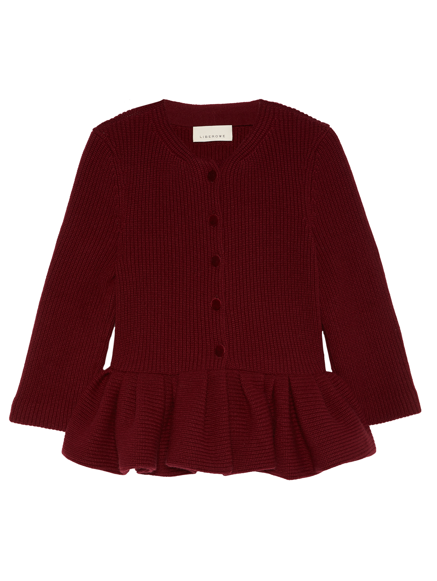 Waste Management Mos Mosh Cardigan Alice BURGUNDY PEPLUM KNITTED