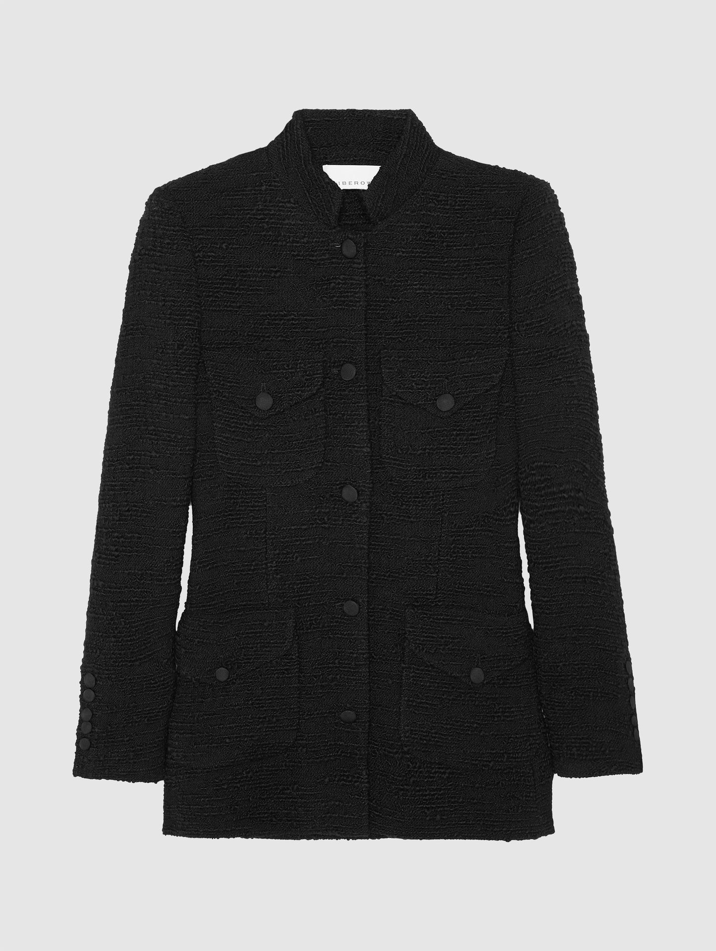 RAJA JACKET IN BLACK TEXTURED TWEED