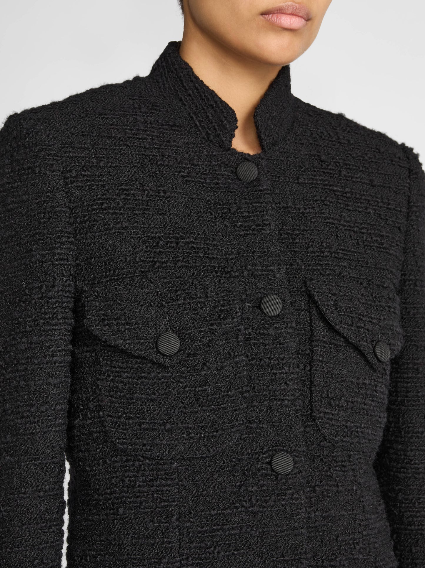 RAJA JACKET IN BLACK TEXTURED TWEED