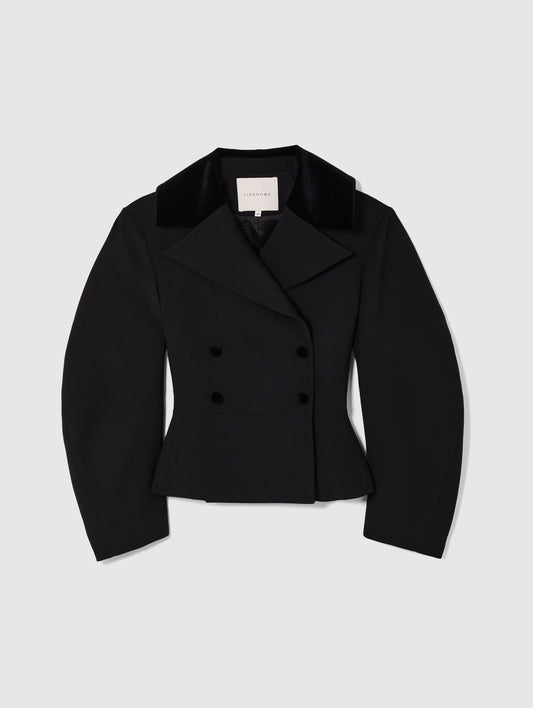 JIANI JACKET IN BLACK WOOL AND VELVET