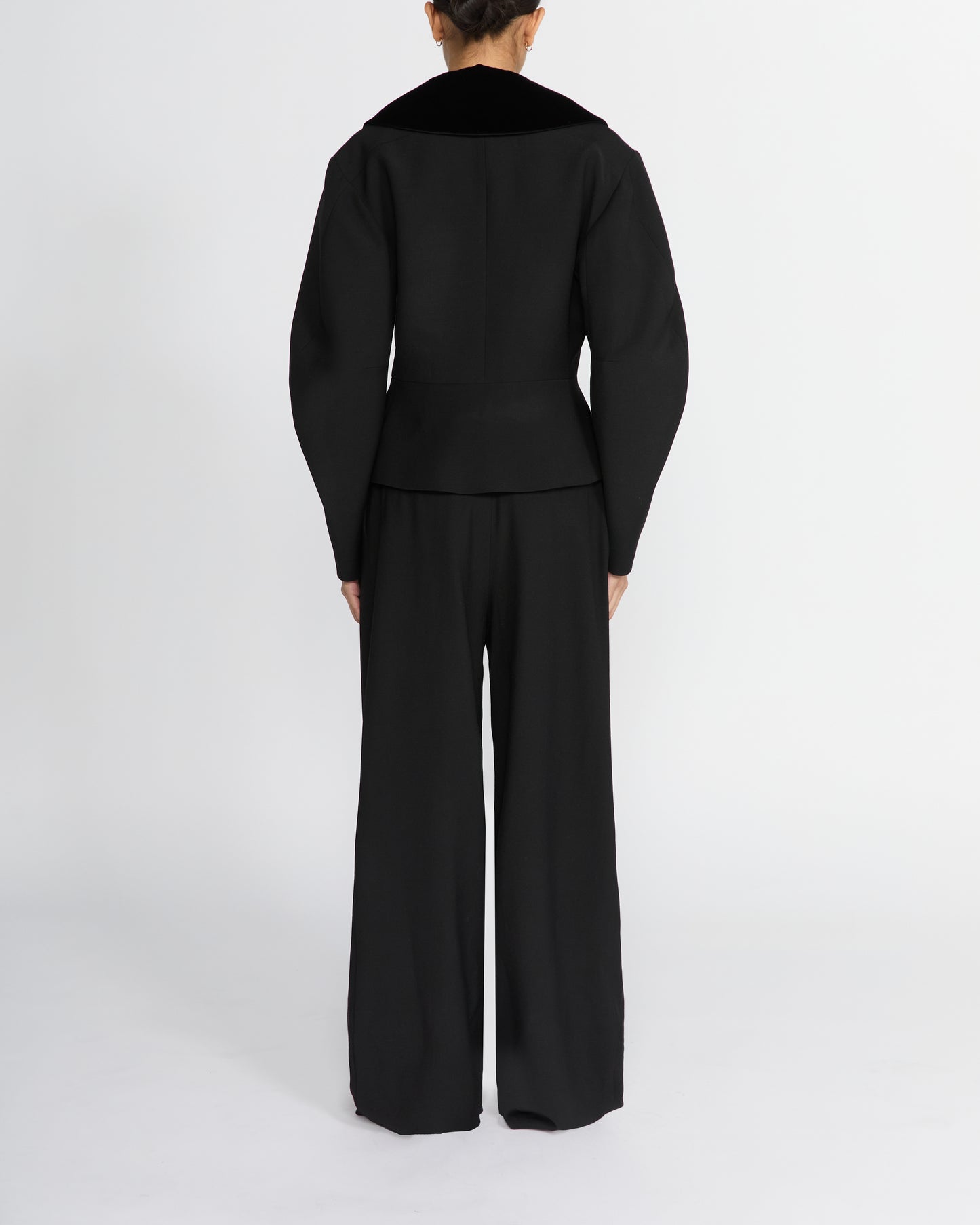JIANI JACKET IN BLACK WOOL AND VELVET