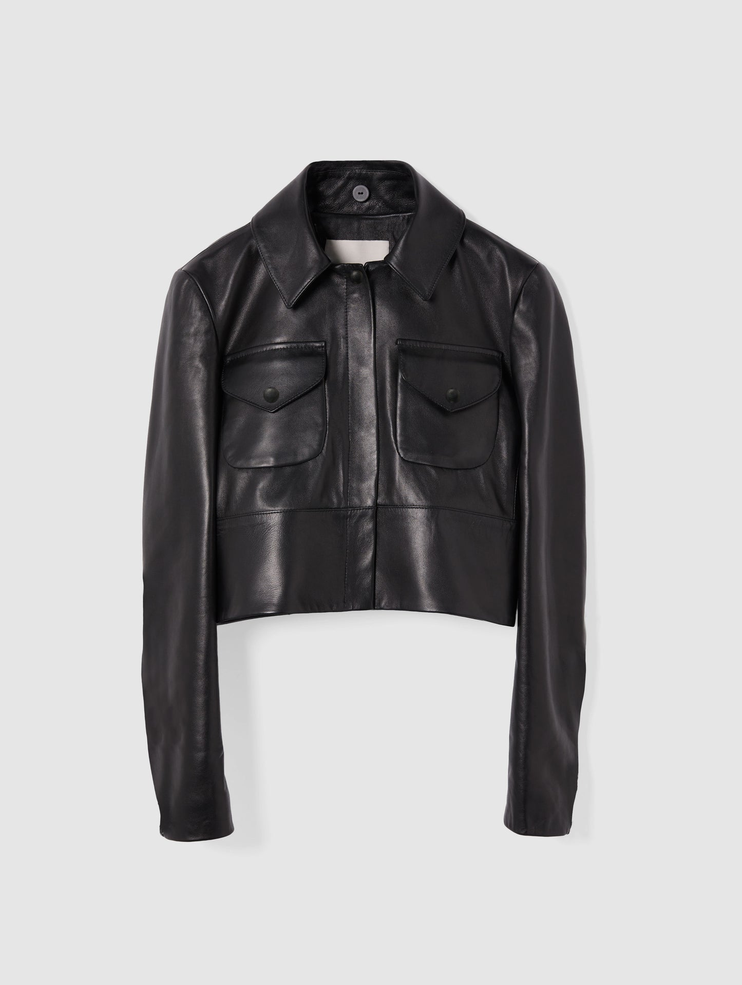 CROPPED RAJA JACKET IN BLACK LEATHER