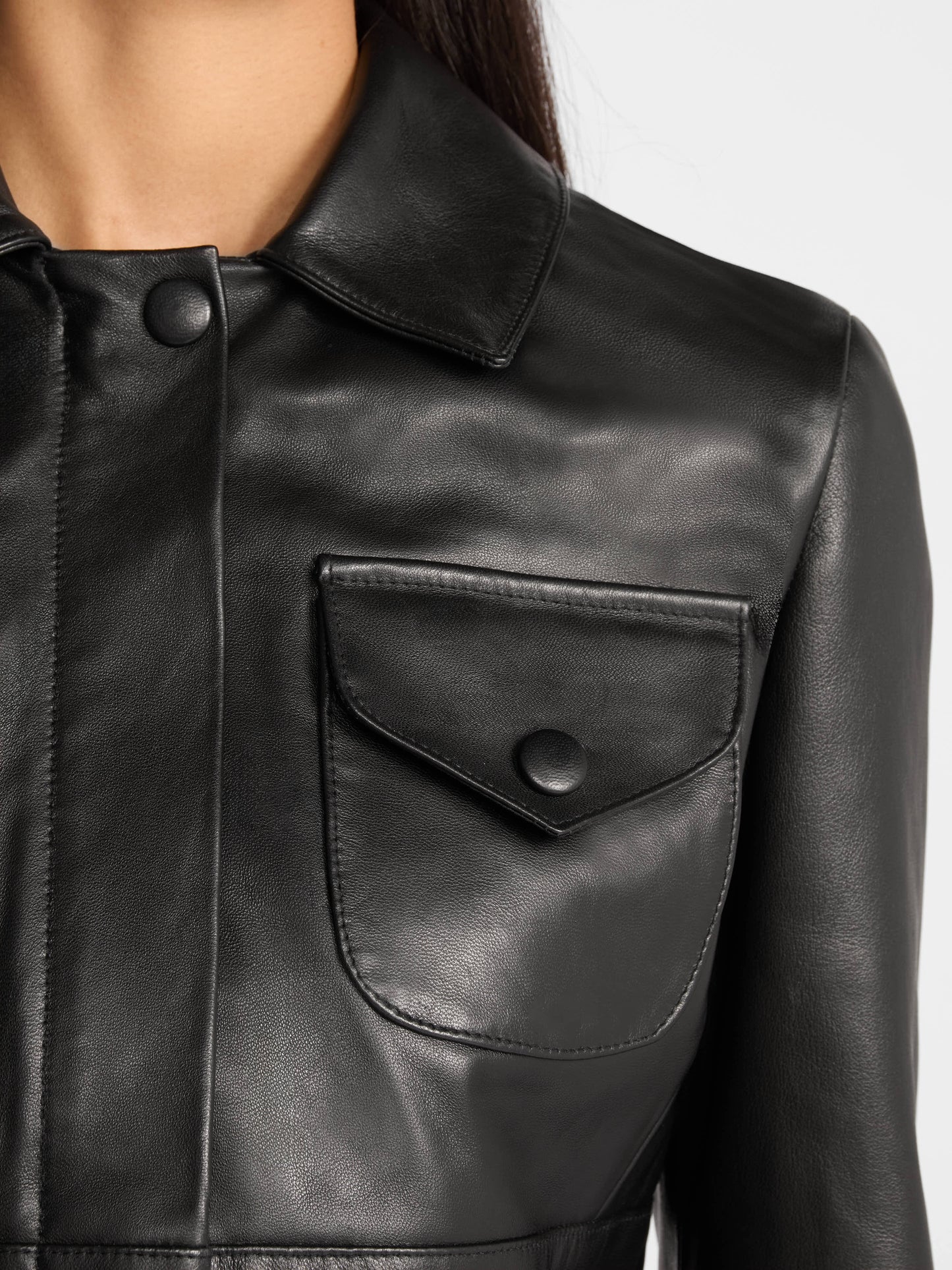 CROPPED RAJA JACKET IN BLACK LEATHER