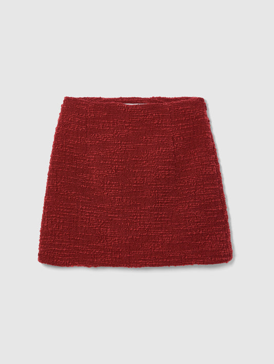 BURGUNDY VERA TWEED MINI SKIRT