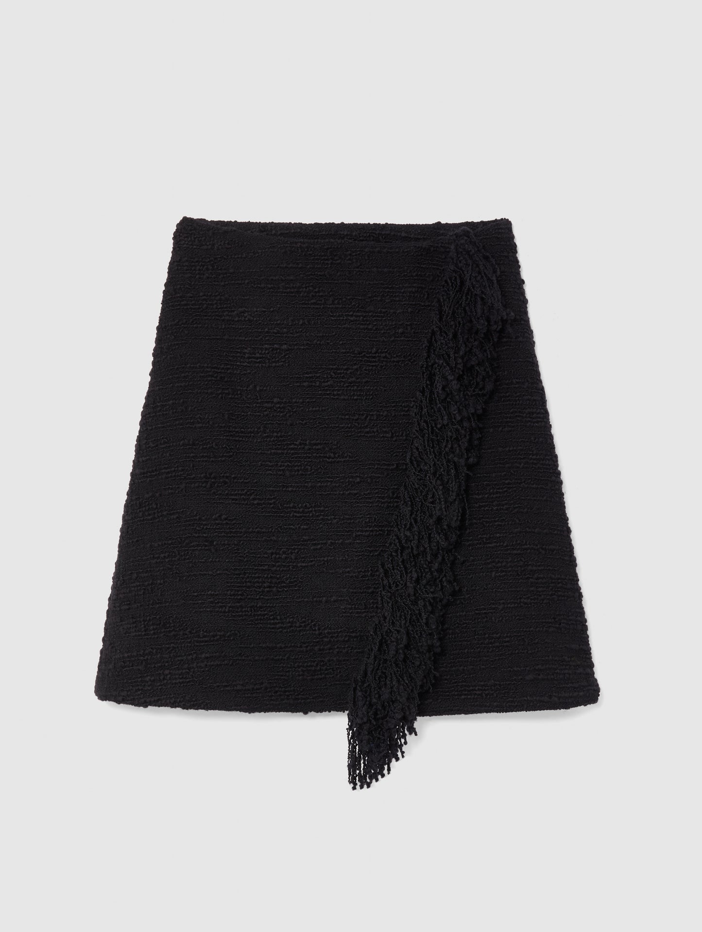 FRINGE SKIRT IN BLACK TWEED