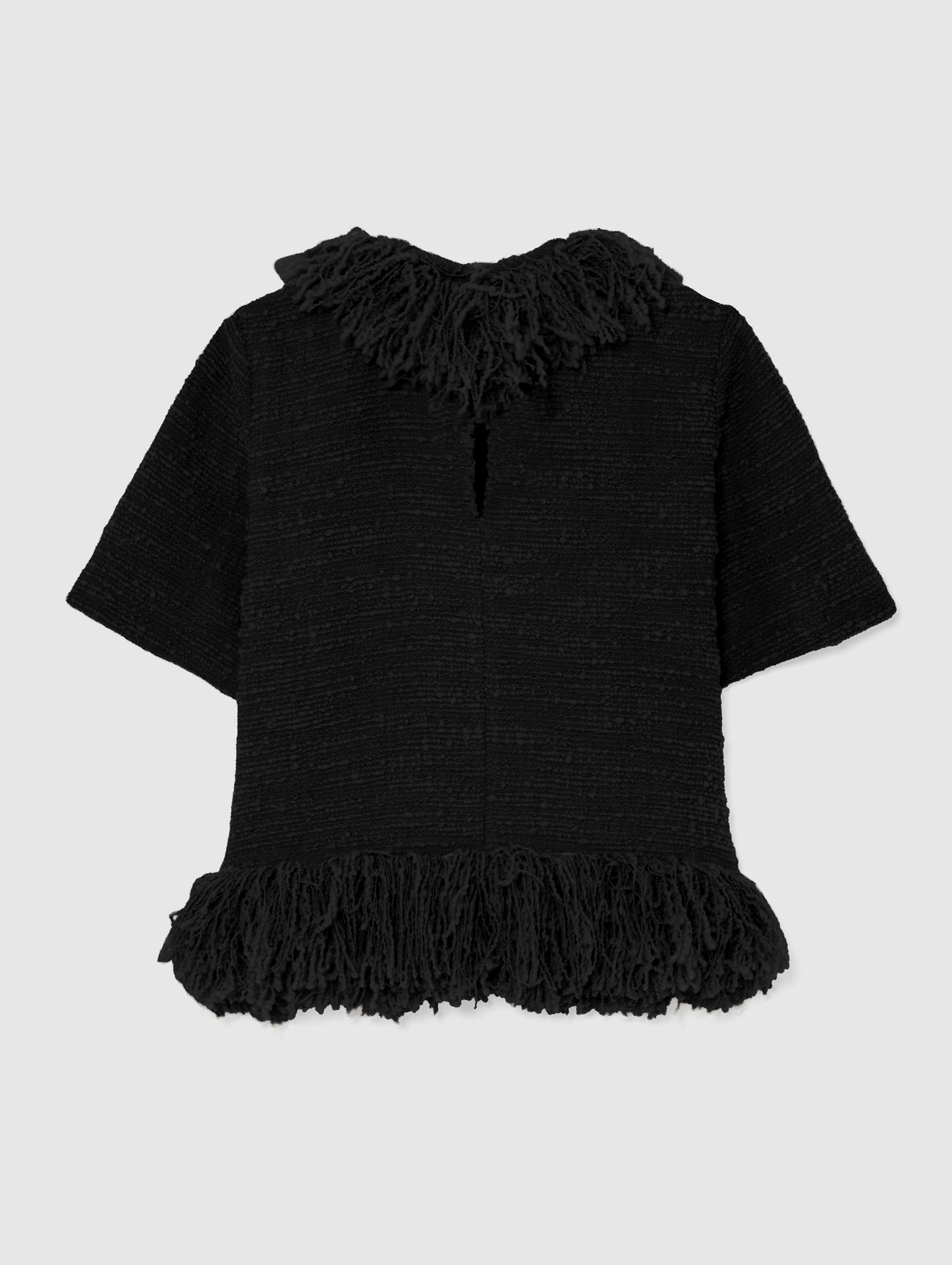 FRINGE TOP IN BLACK TWEED