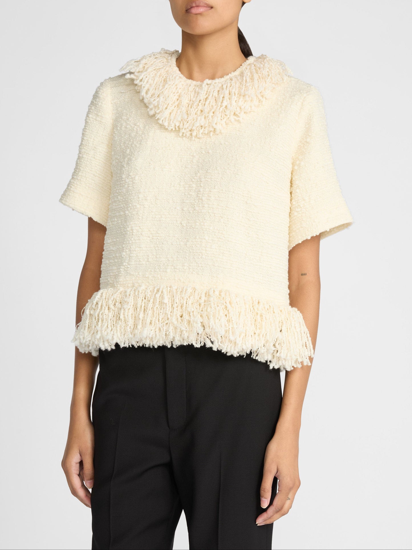 FRINGE TOP IN VANILLA CREAM