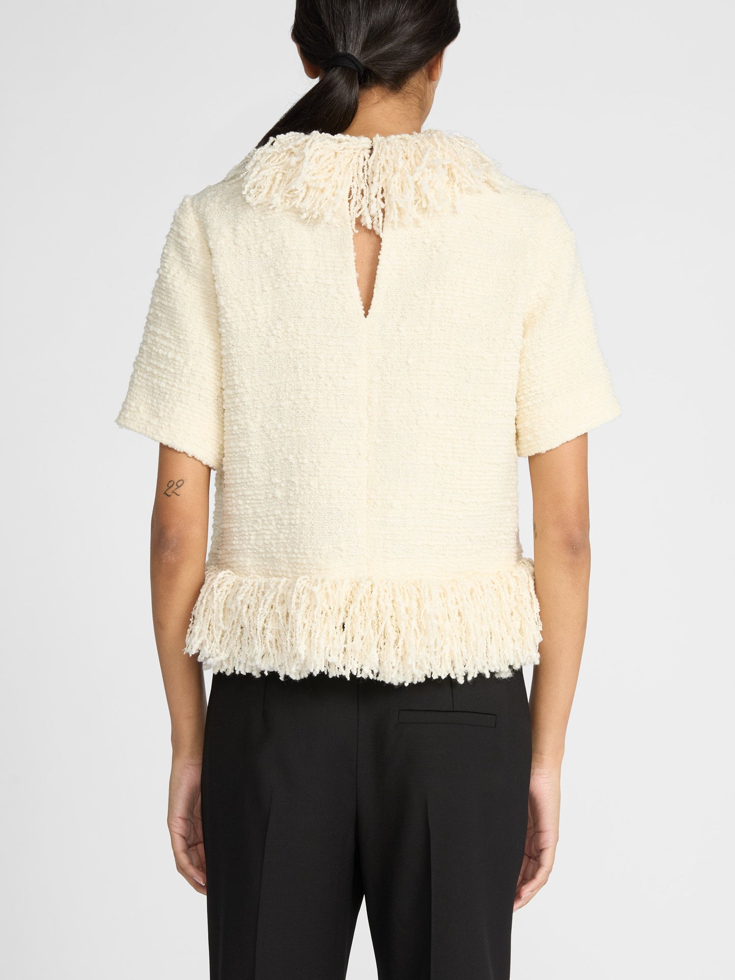 FRINGE TOP IN VANILLA CREAM