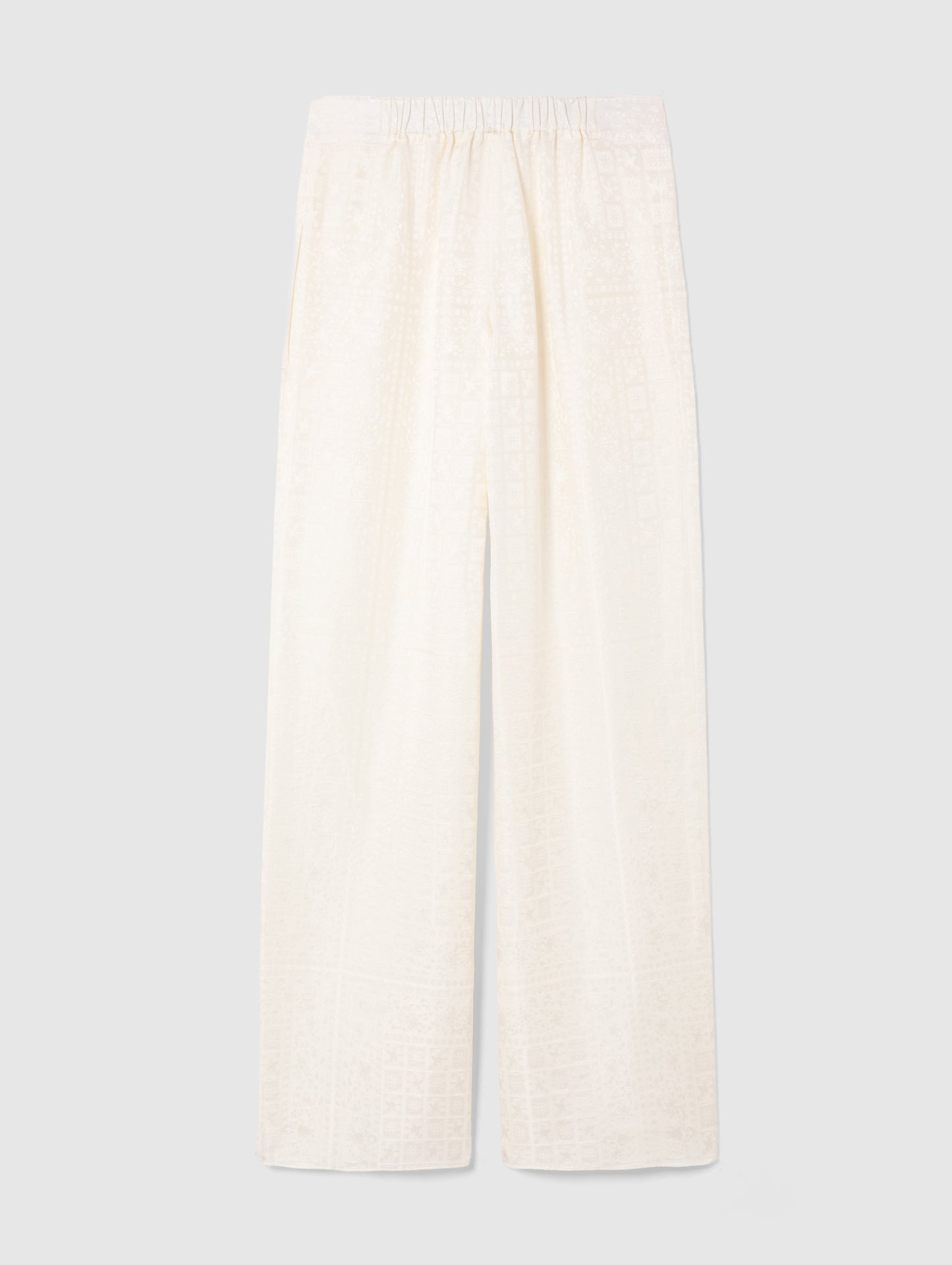 PALAZZO SILK TROUSERS IN IVORY JACQUARD