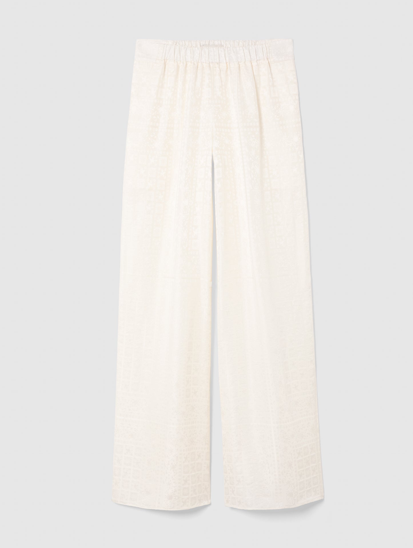 PALAZZO SILK TROUSERS IN IVORY JACQUARD