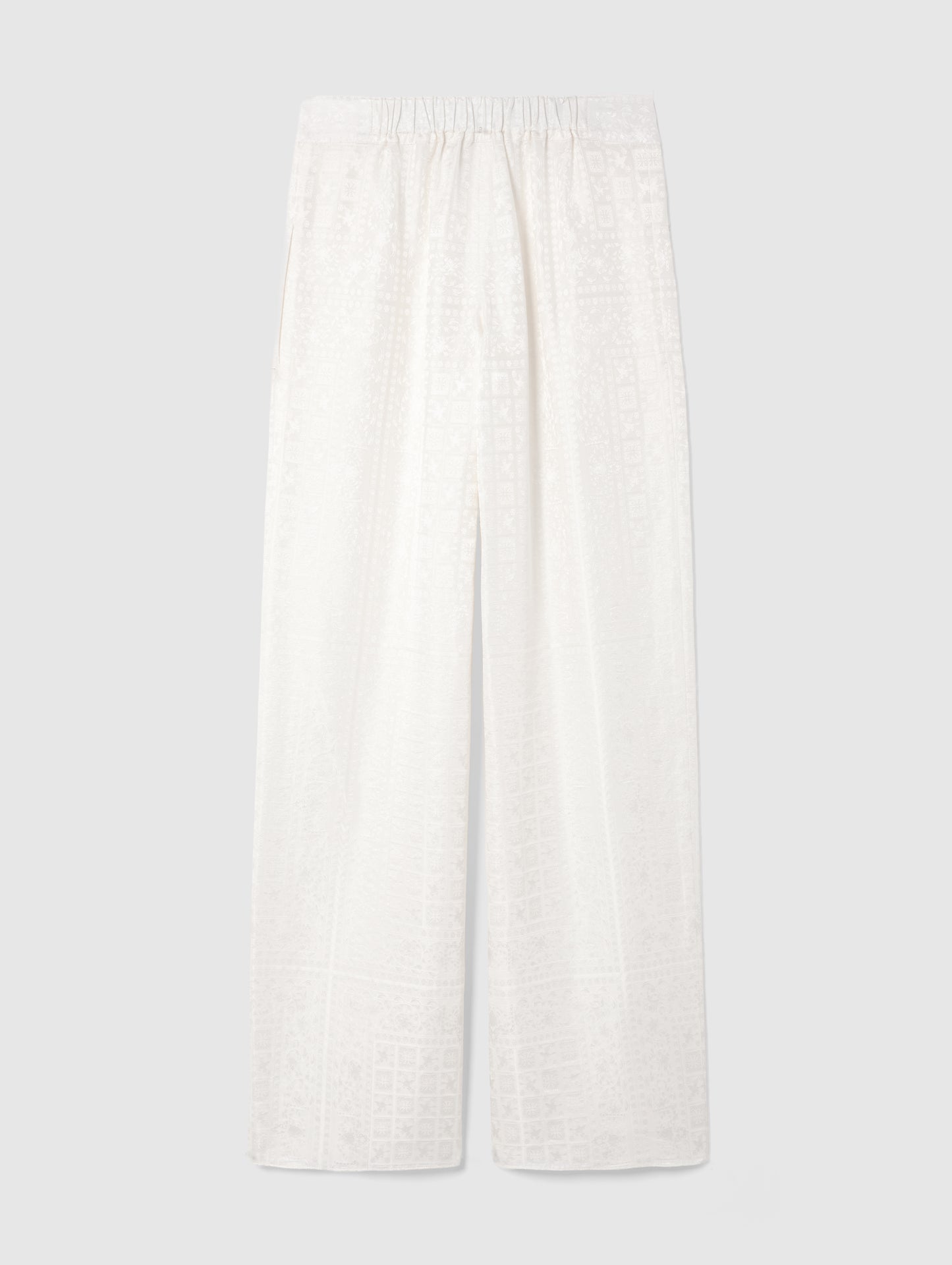 PALAZZO SILK TROUSERS IN IVORY JACQUARD