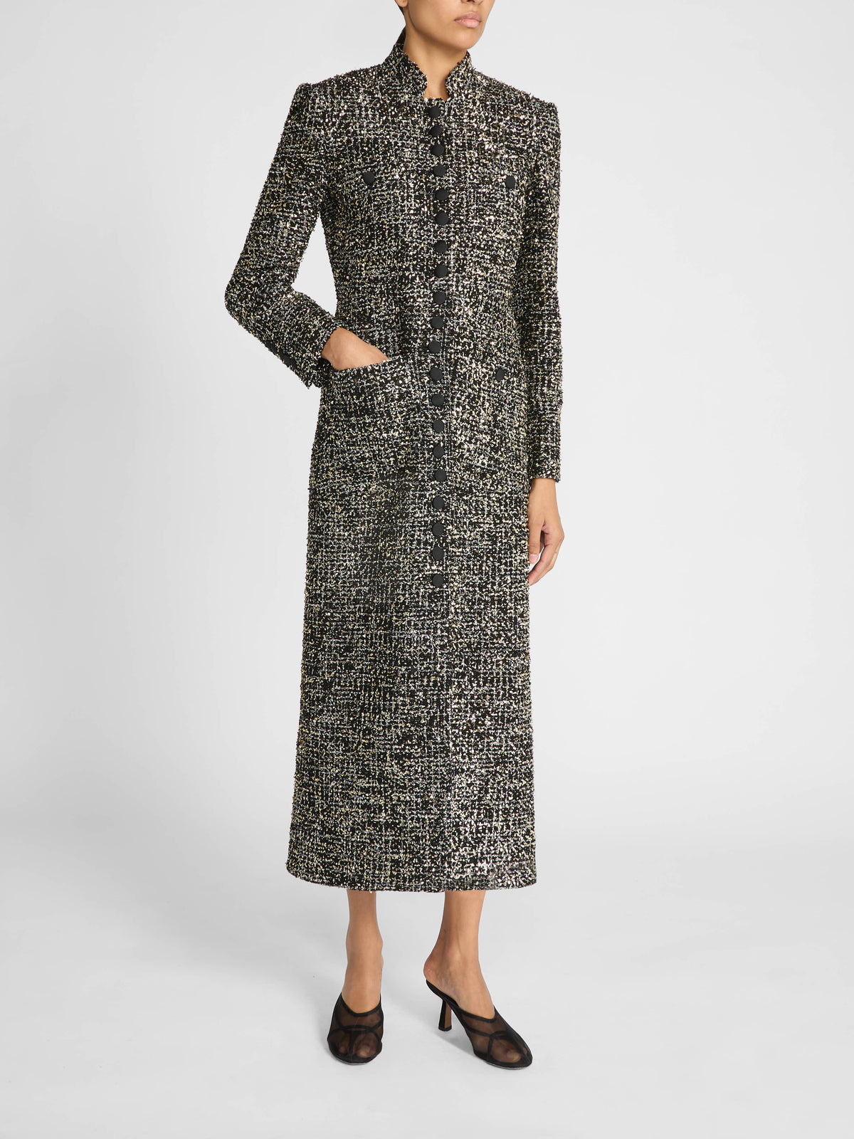 IMPERIAL COAT IN BLACK AND GOLD TWEED