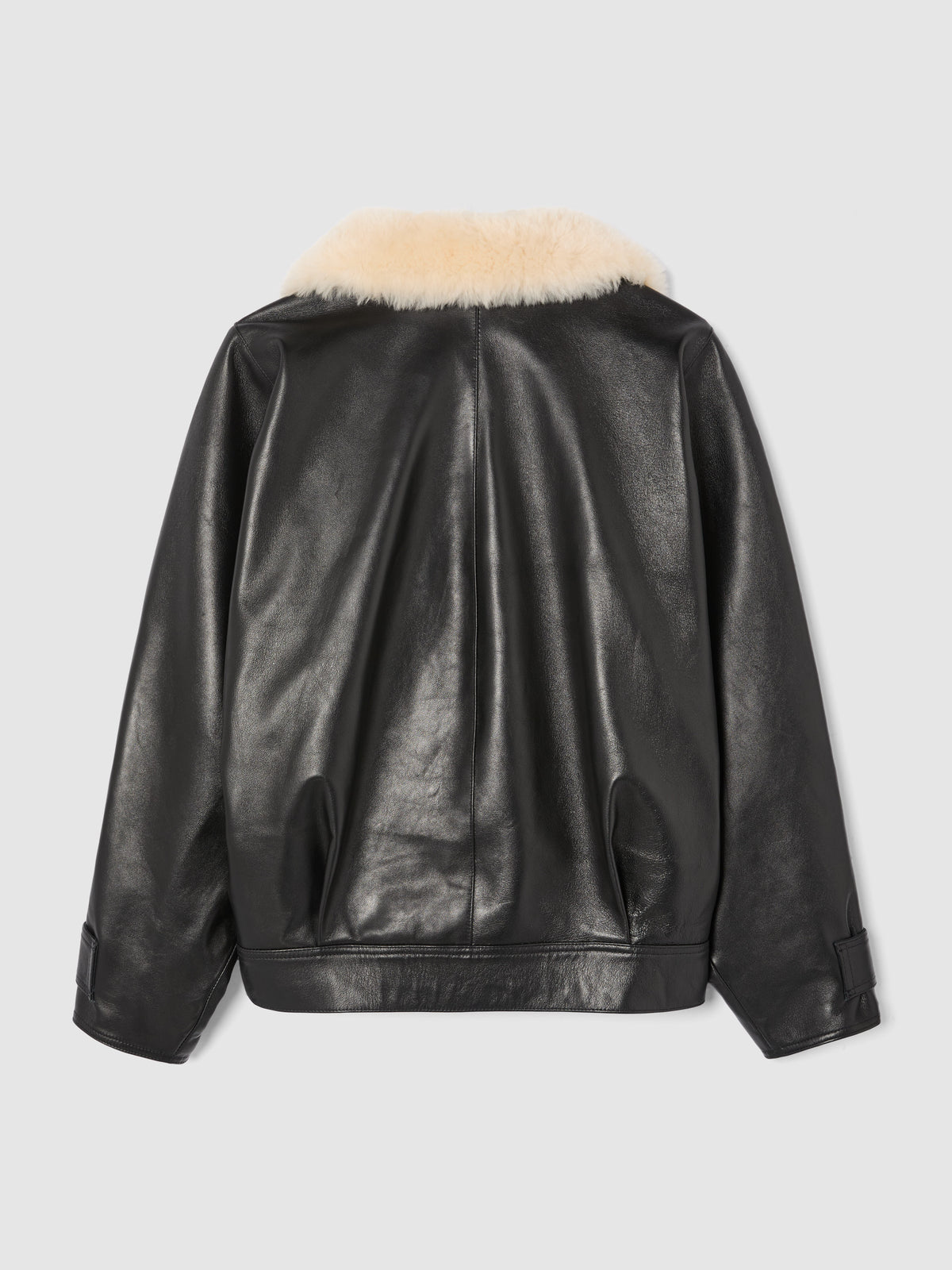 LEATHER JACKET WITH SHEARLING COLLAR