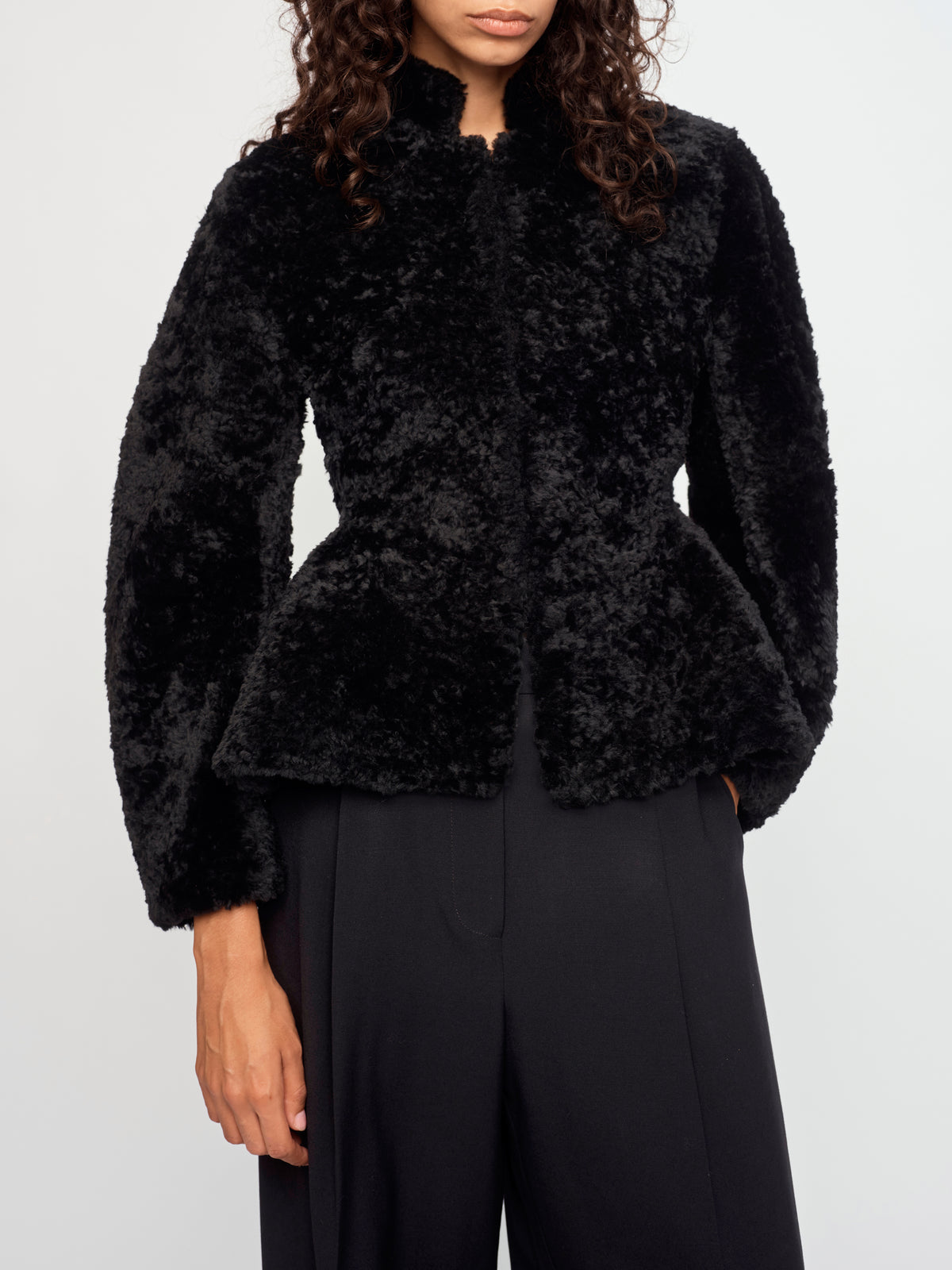 BEAR JACKET IN BLACK SHEARLING
