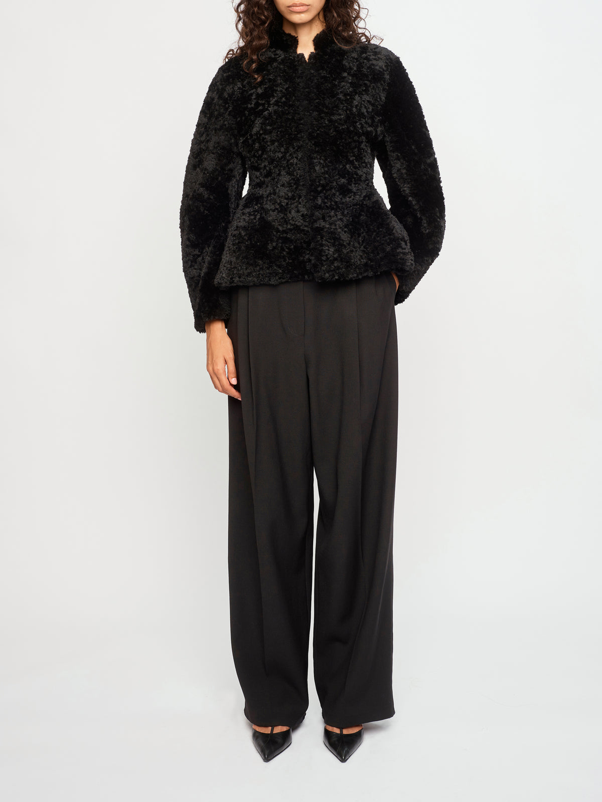 BEAR JACKET IN BLACK SHEARLING