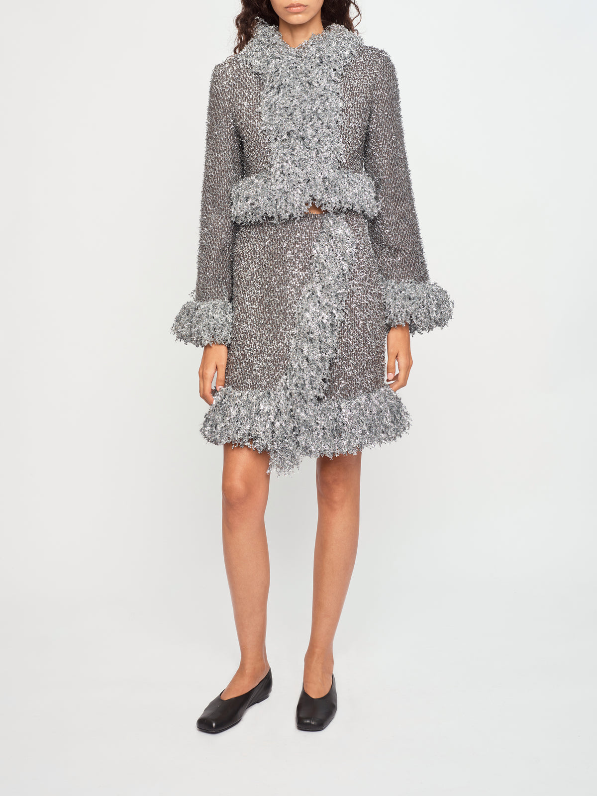 SILVER METALLIC FRINGE SKIRT