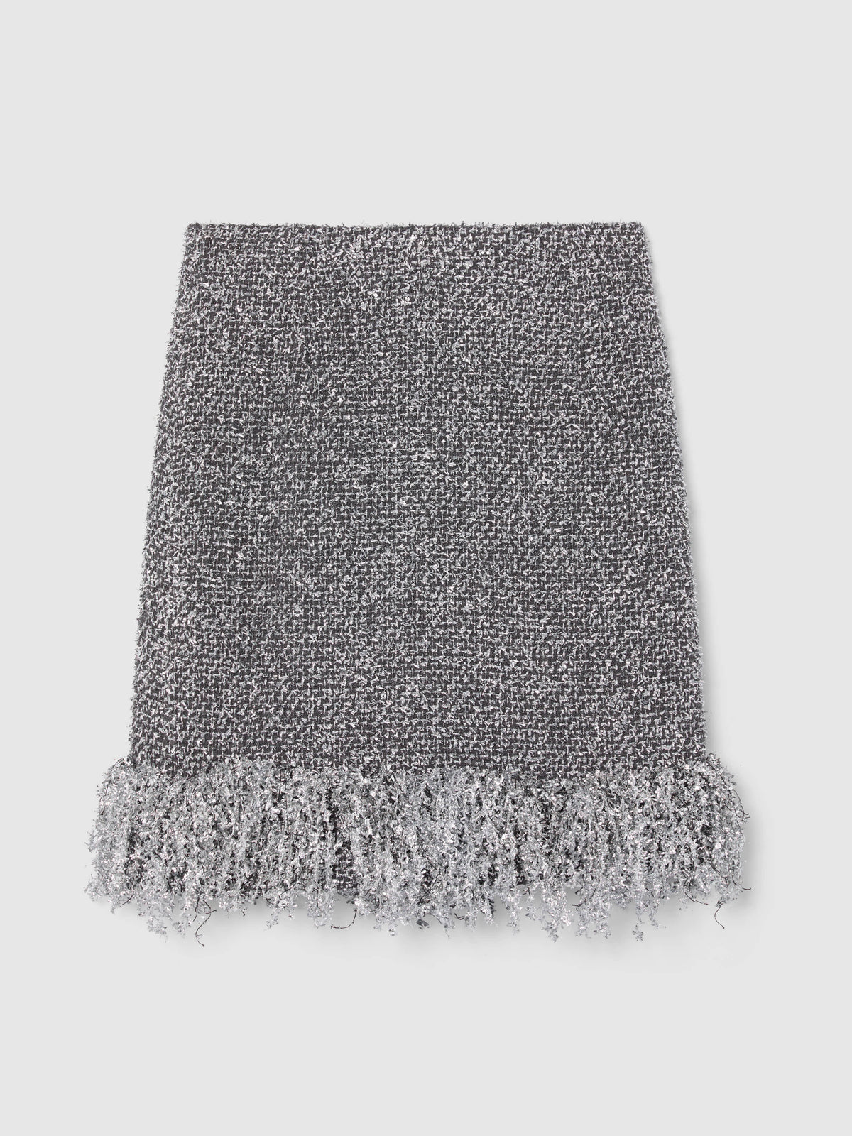 SILVER METALLIC FRINGE SKIRT