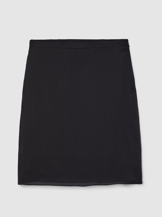 Designed in a sleek straight-cut silhouette, it sits elegantly at the waist with a narrow waistband and tailored darts for a clean, flattering shape. Perfect for elevated everyday and occasion dressing.