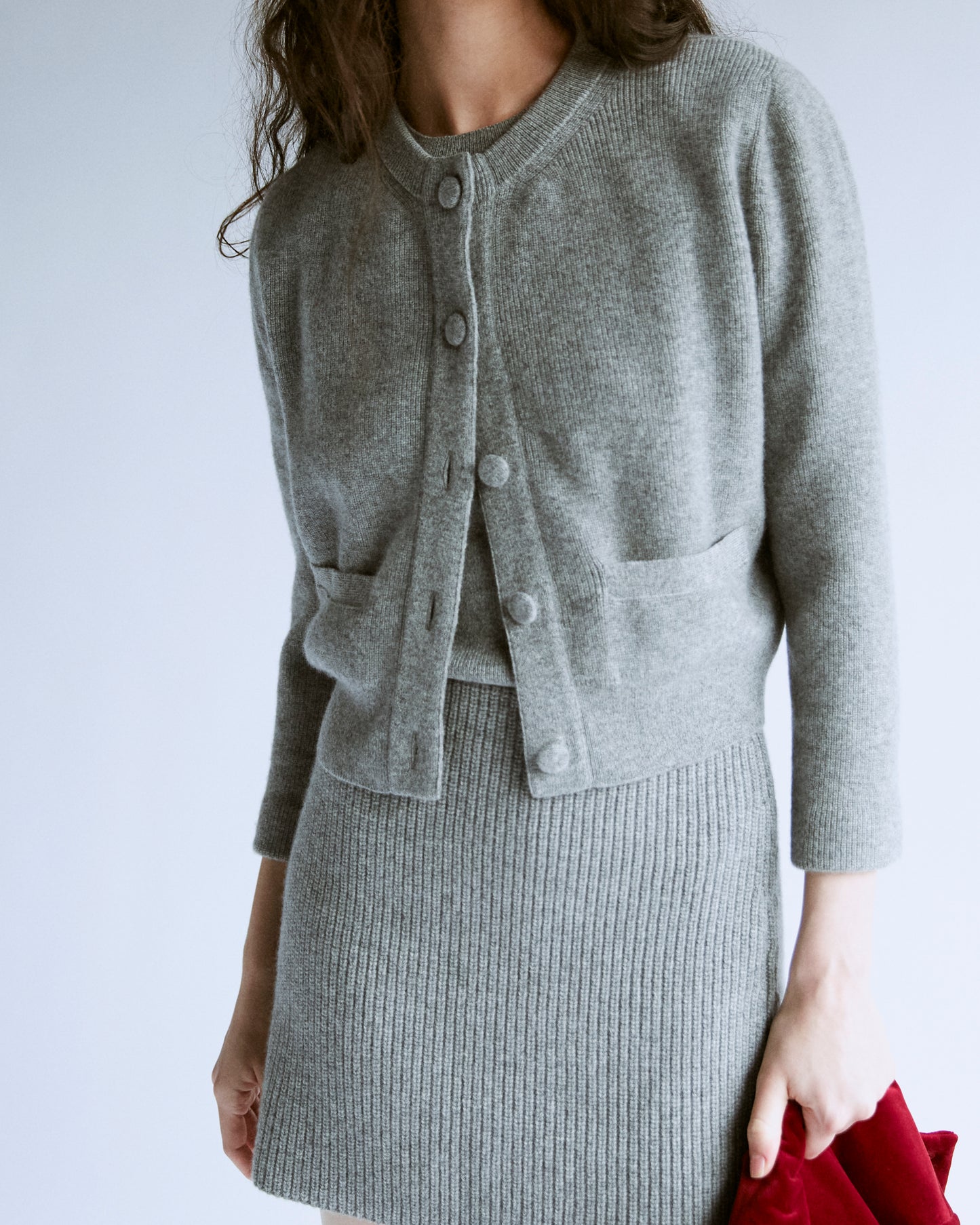 AMELIE KNITTED CARDIGAN IN GREY