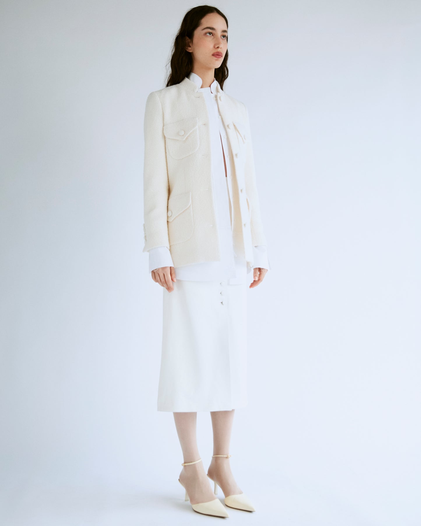 RAJA SIGNATURE JACKET IN IVORY FINE TWEED