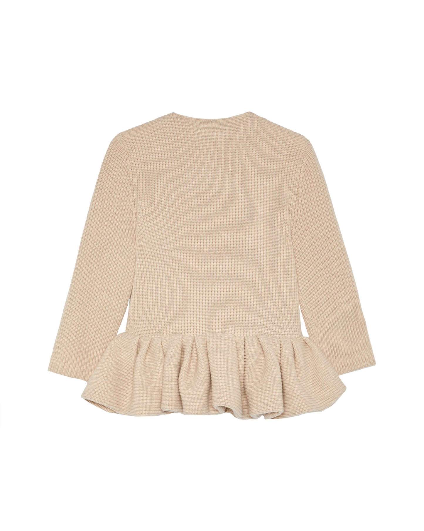 BEIGE PEPLUM KNITTED CARDIGAN