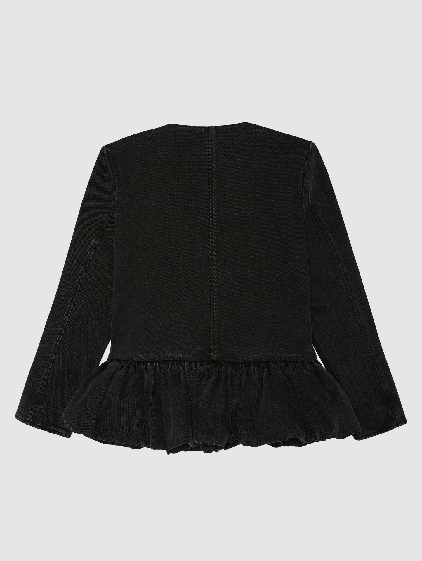 BLACK DENIM PEPLUM JACKET