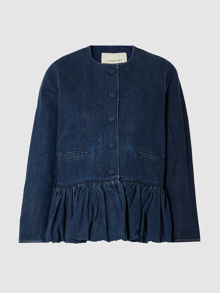 Peplum Noble Cropped Jacket in Denim | Liberowe – LIBEROWE