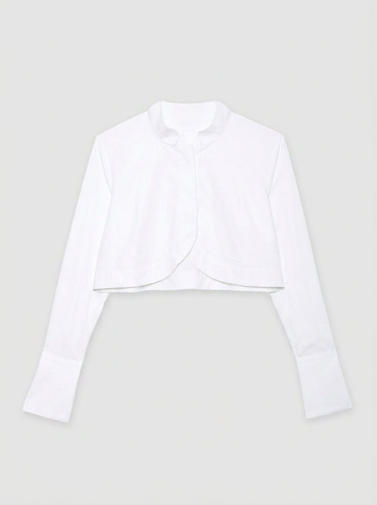 WHITE CROPPED NERHU SHIRT