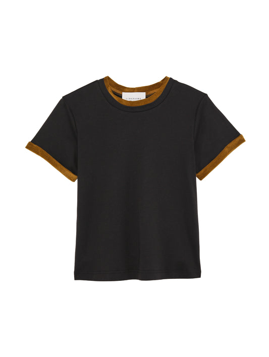 BLACK VELVET TRIM T-SHIRT