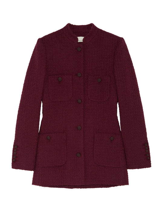BURGUNDY TWEED SIGNATURE RAJA JACKET