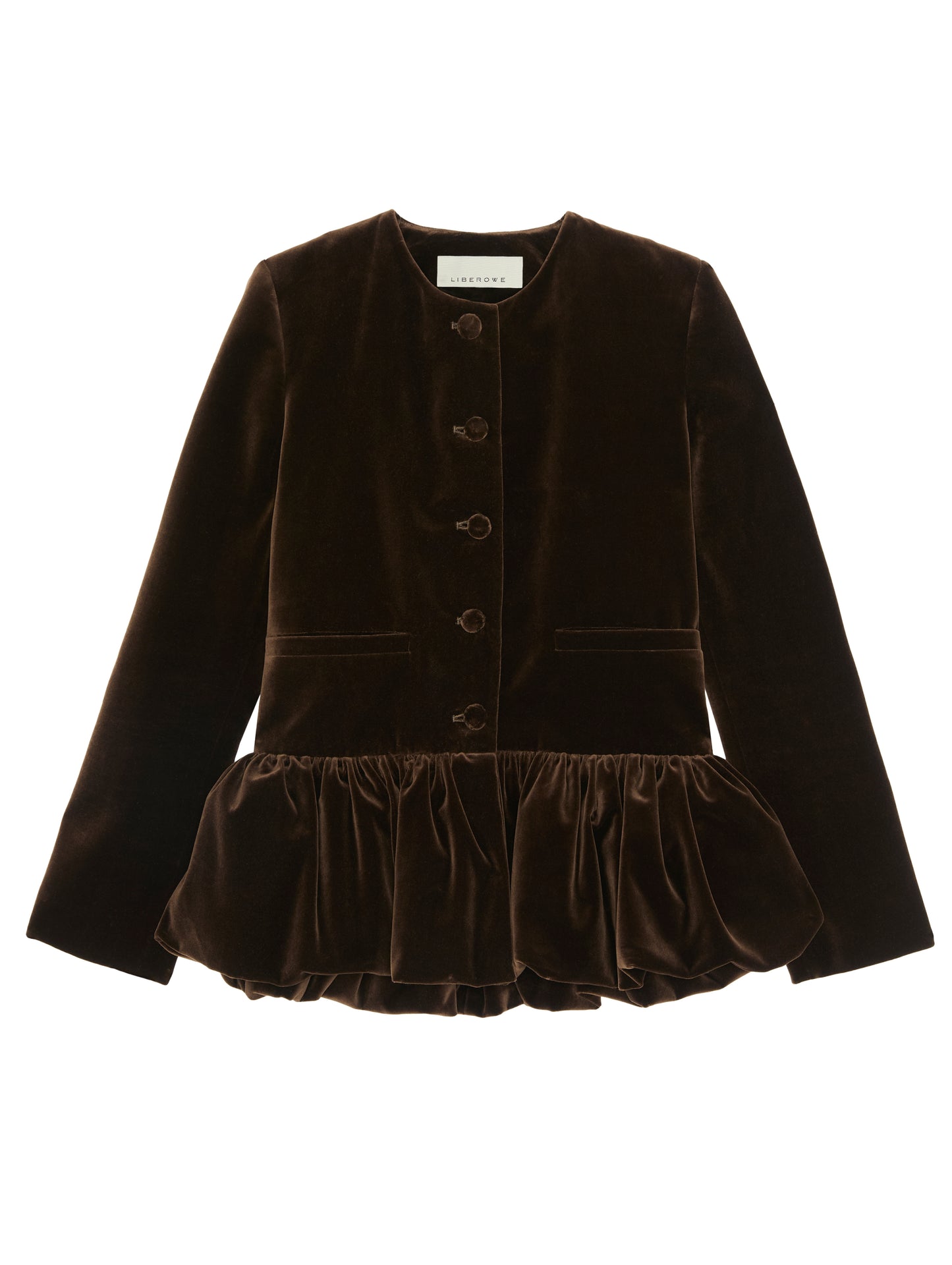 CHOCOLATE VELVET PEPLUM JACKET