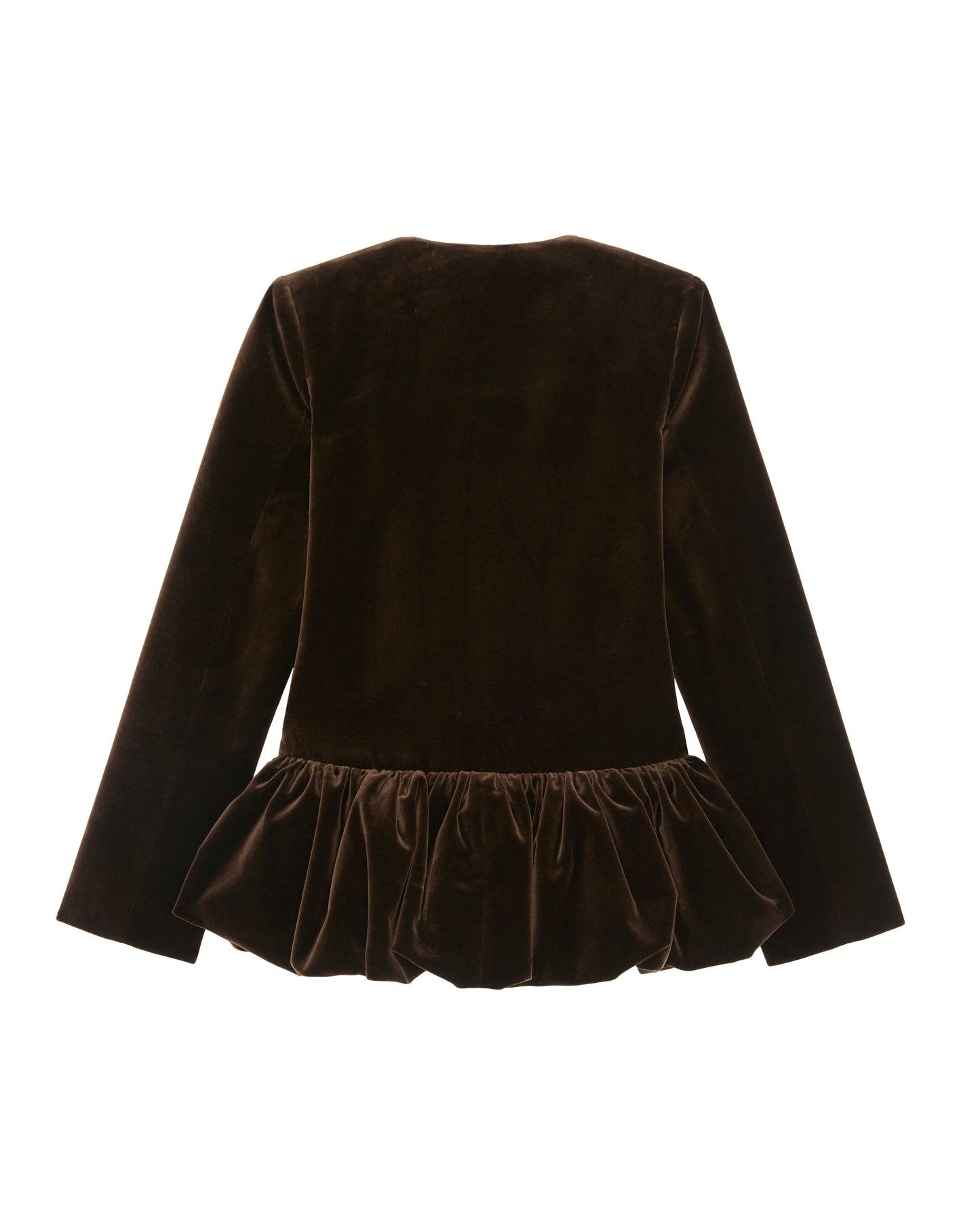CHOCOLATE VELVET PEPLUM JACKET