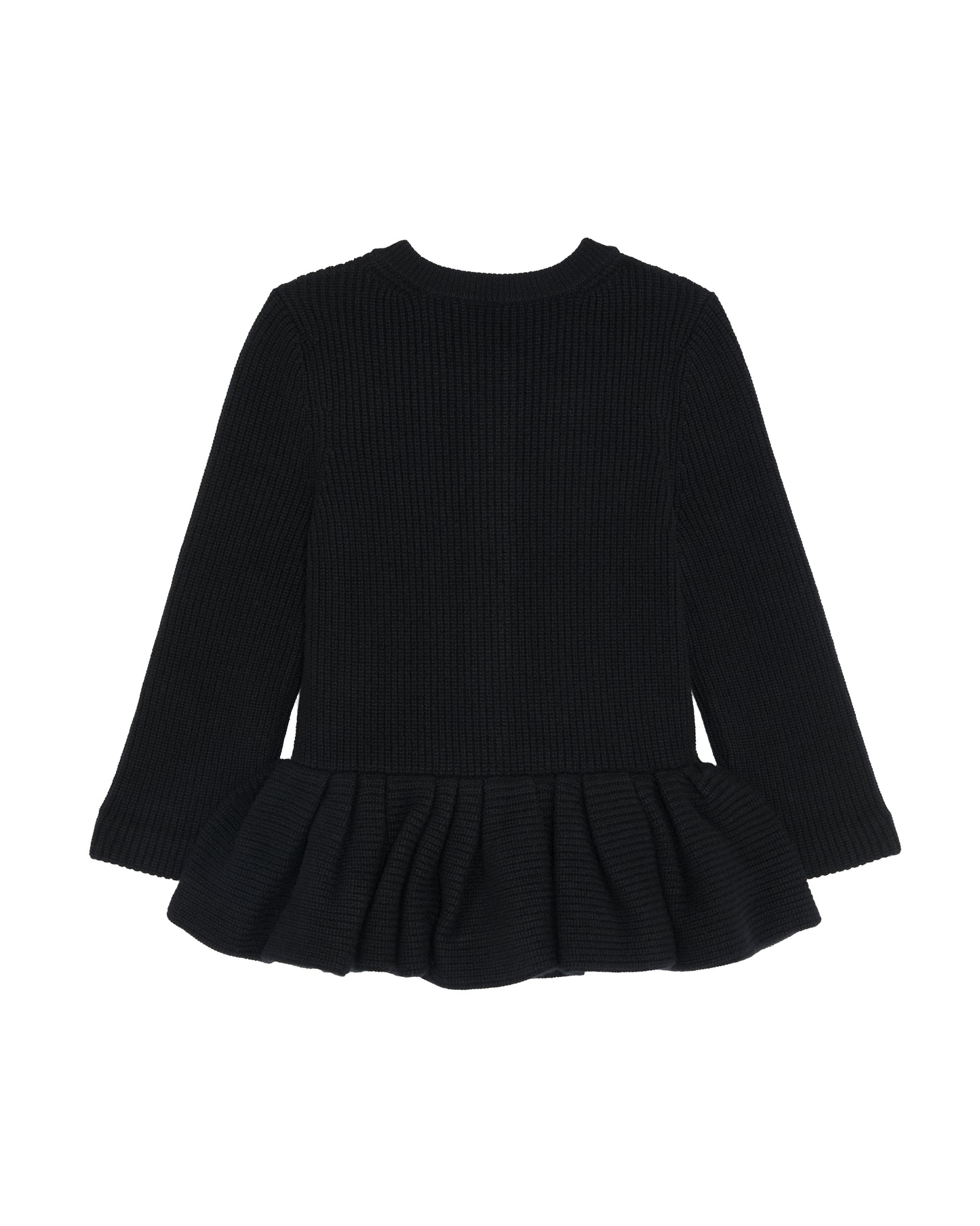 BLACK PEPLUM CASHMERE CARDIGAN