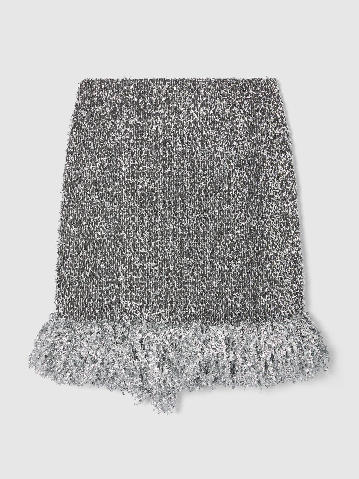 SILVER METALLIC FRINGE SKIRT