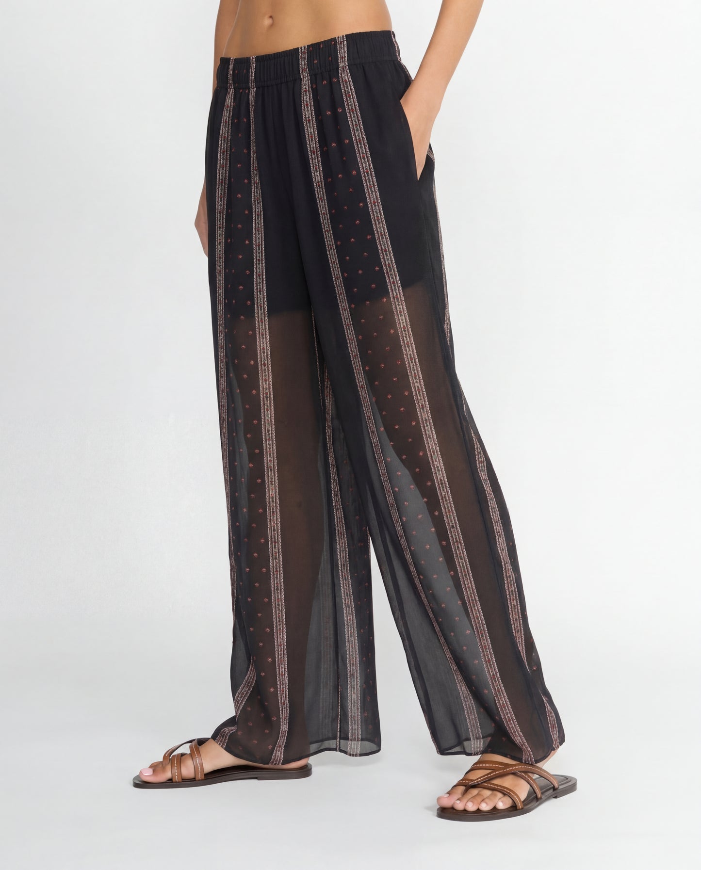 SILK STRIPE PALAZZO TROUSERS