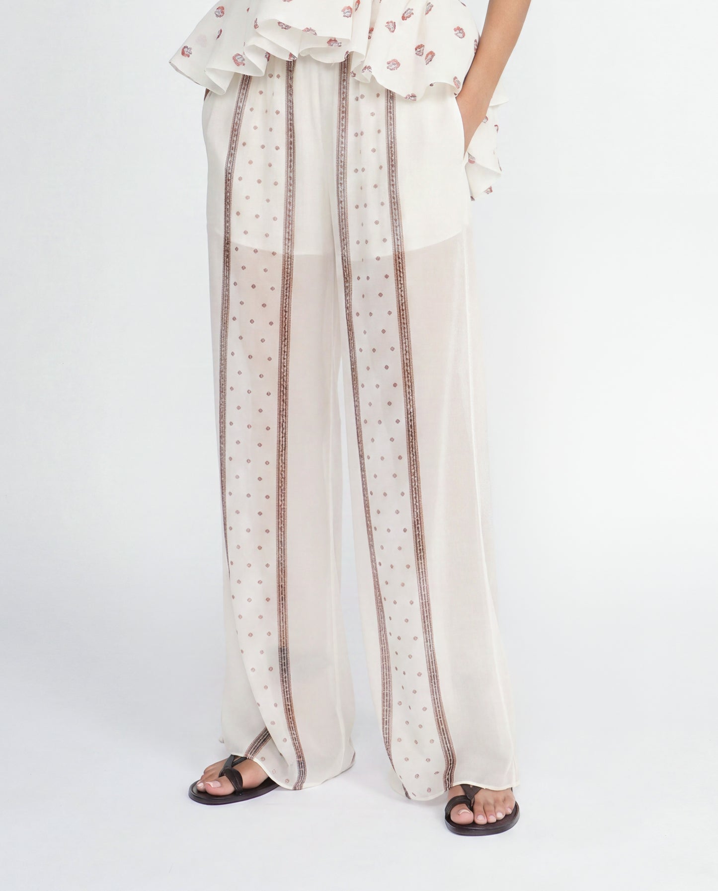 IVORY STRIPE PALAZZO TROUSERS