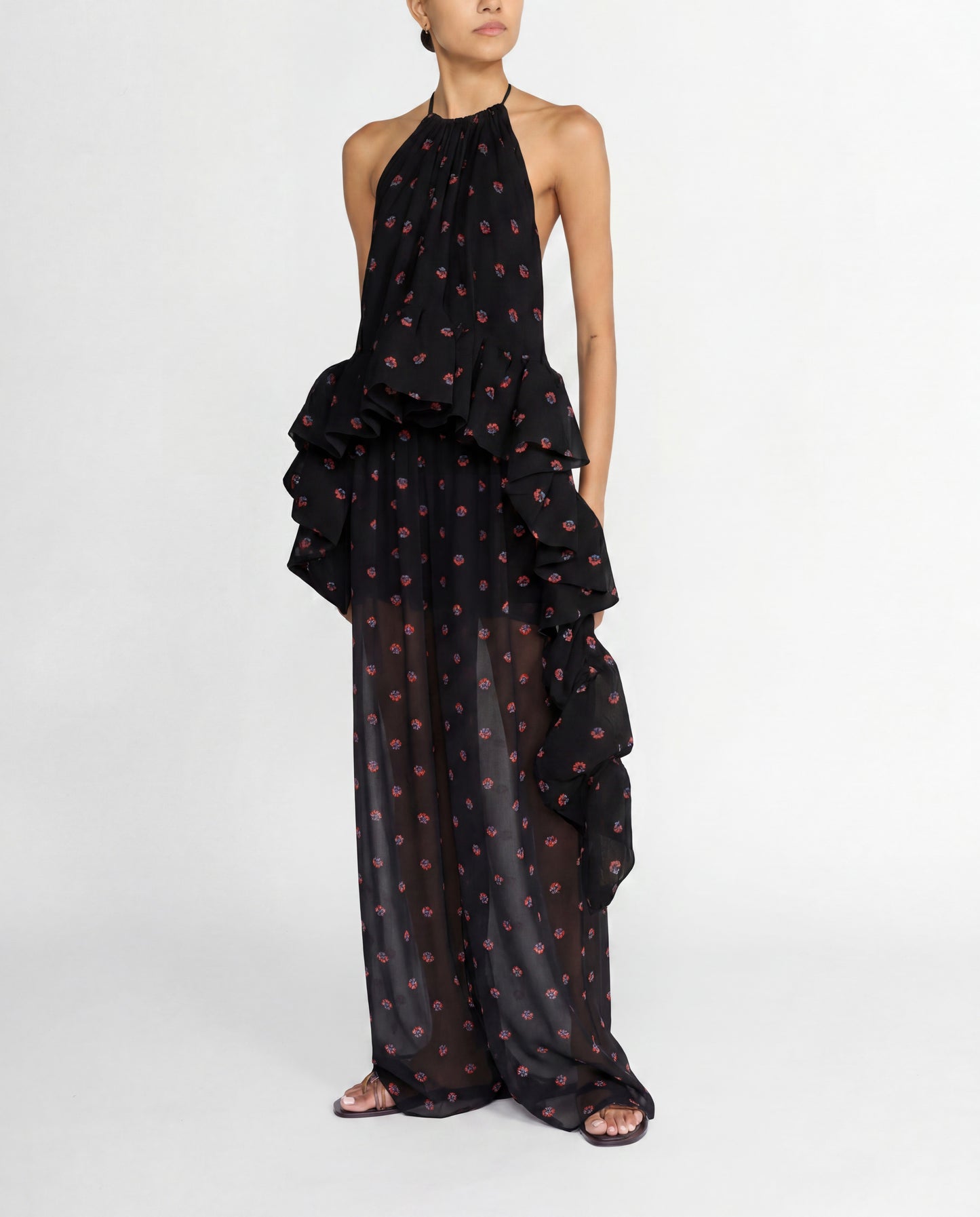 TAMARA PEPLUM TOP BLACK PRINT