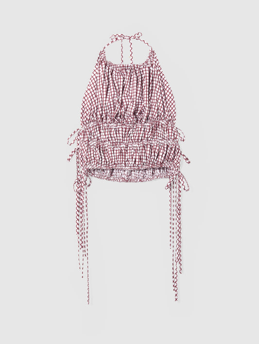 LINA GATHERED CHECK TOP