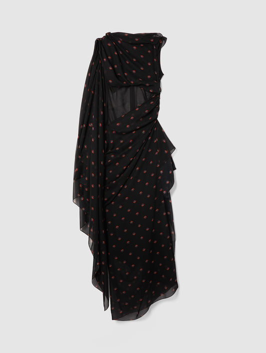 LYRA DRAPED SILK DRESS