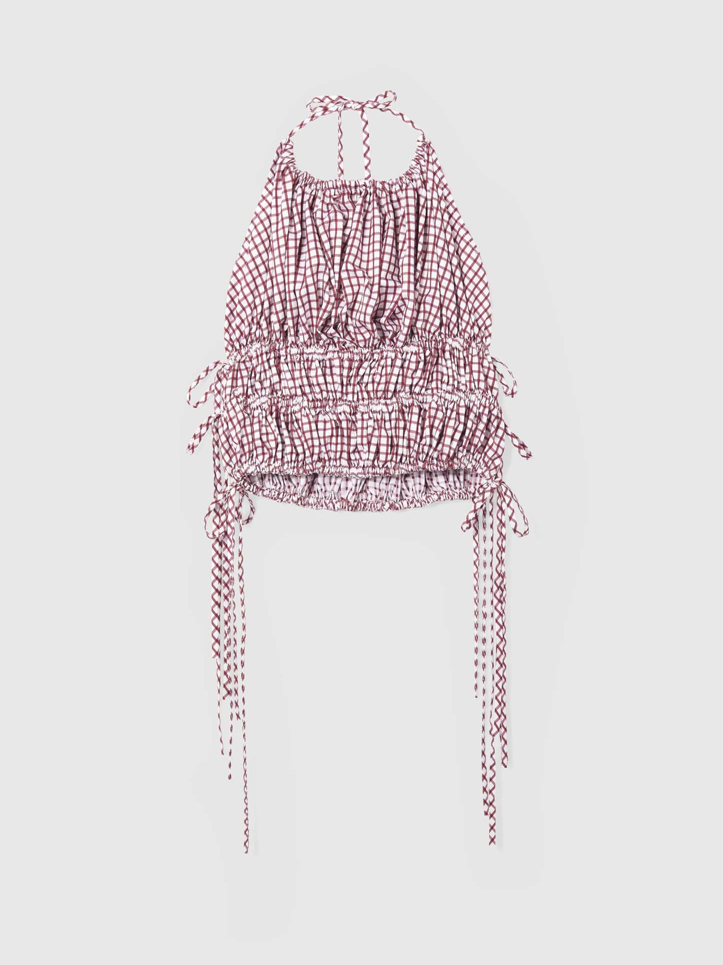 LINA GATHERED CHECK TOP