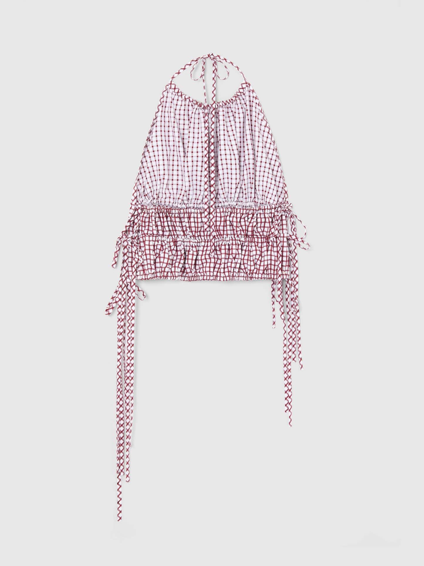 LINA GATHERED CHECK TOP