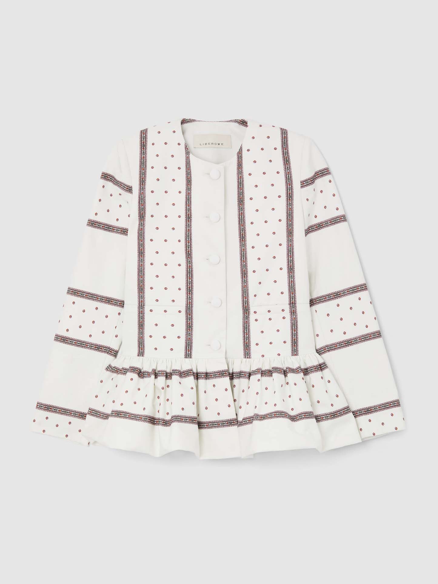 STRIPE PRINT PEPLUM JACKET