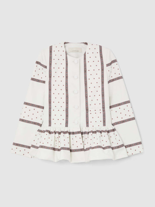 STRIPE PRINT PEPLUM JACKET