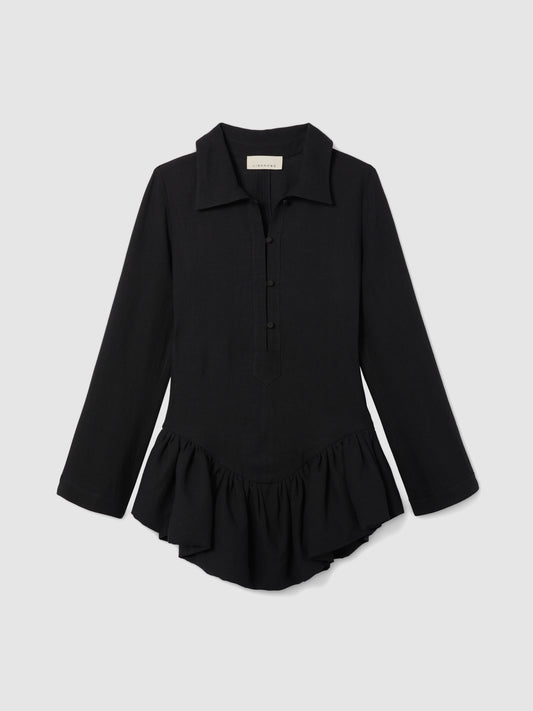 PEPLUM POLO DRESS BLACK