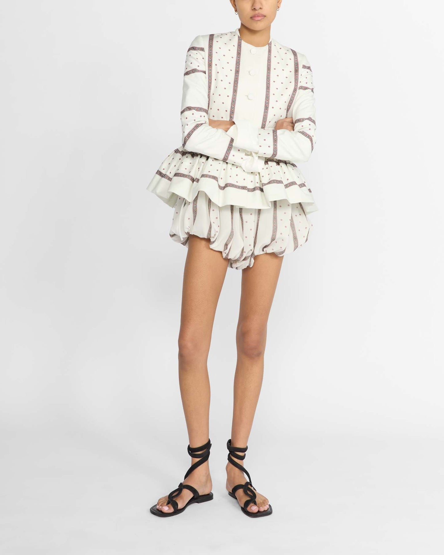 STRIPE PRINT PEPLUM JACKET